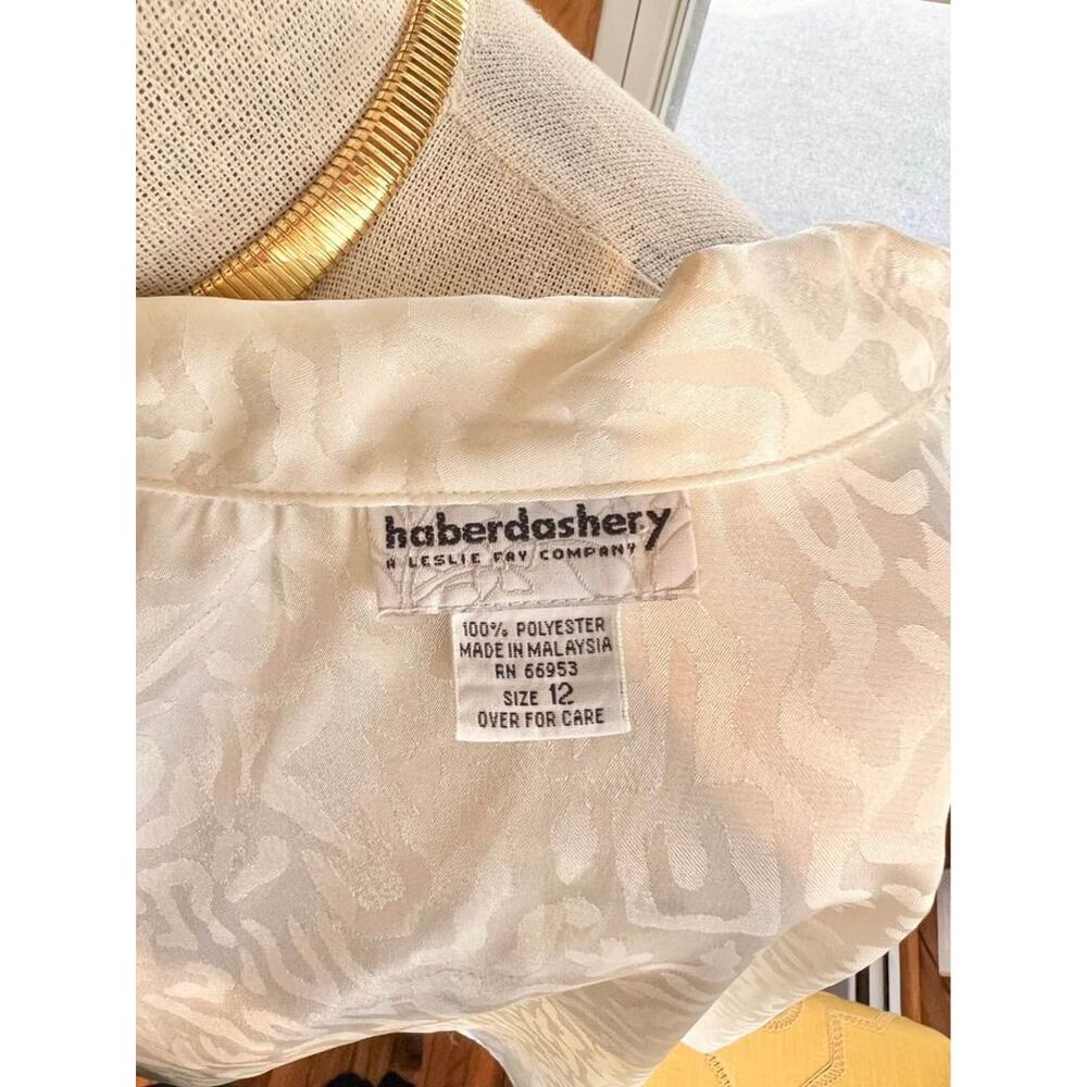 Vintage 80’s Satin Abstract Leopard Print Blouse - image 8